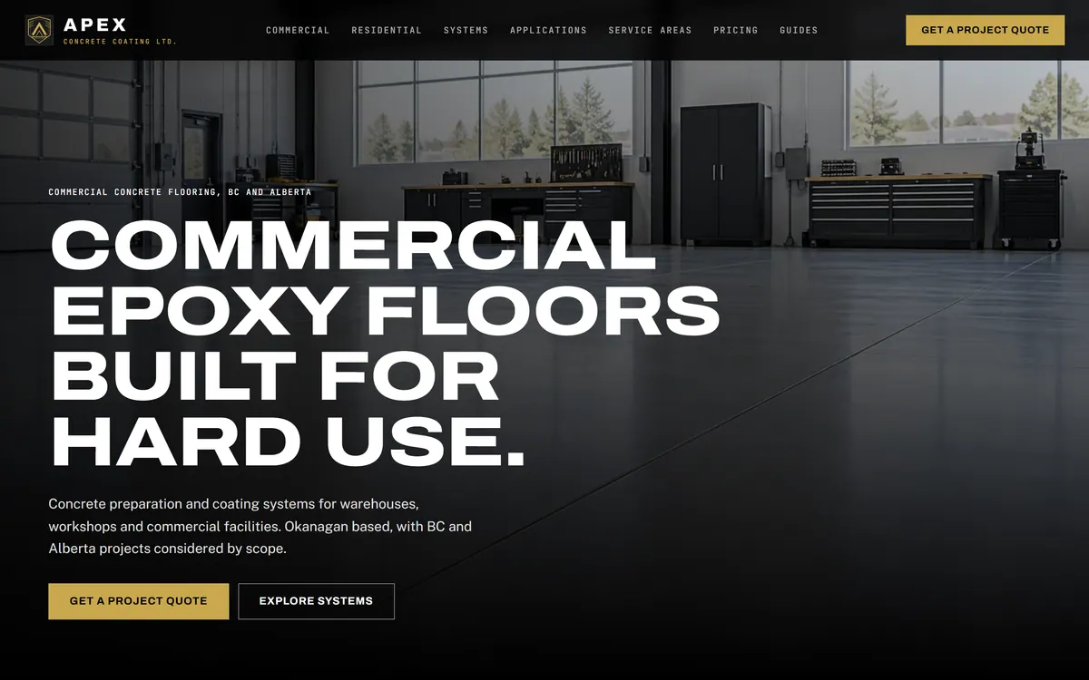 Apex Concrete Coatings website by Elliot Digital