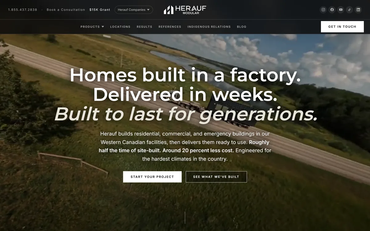 Herauf Modular website hand-built by Elliot Digital