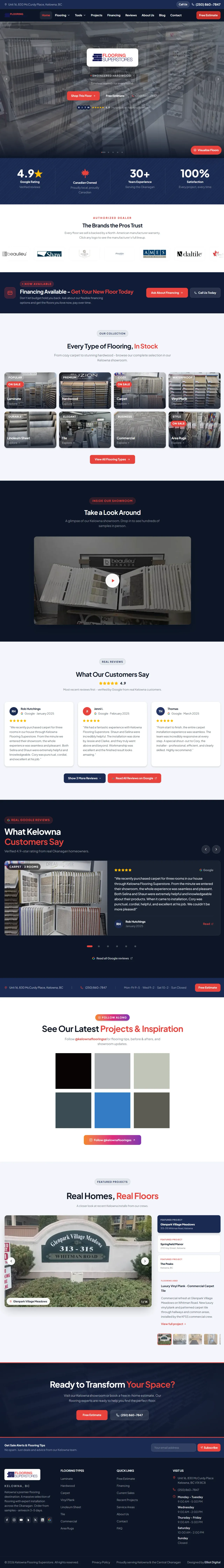Kelowna Flooring Superstore website, full page