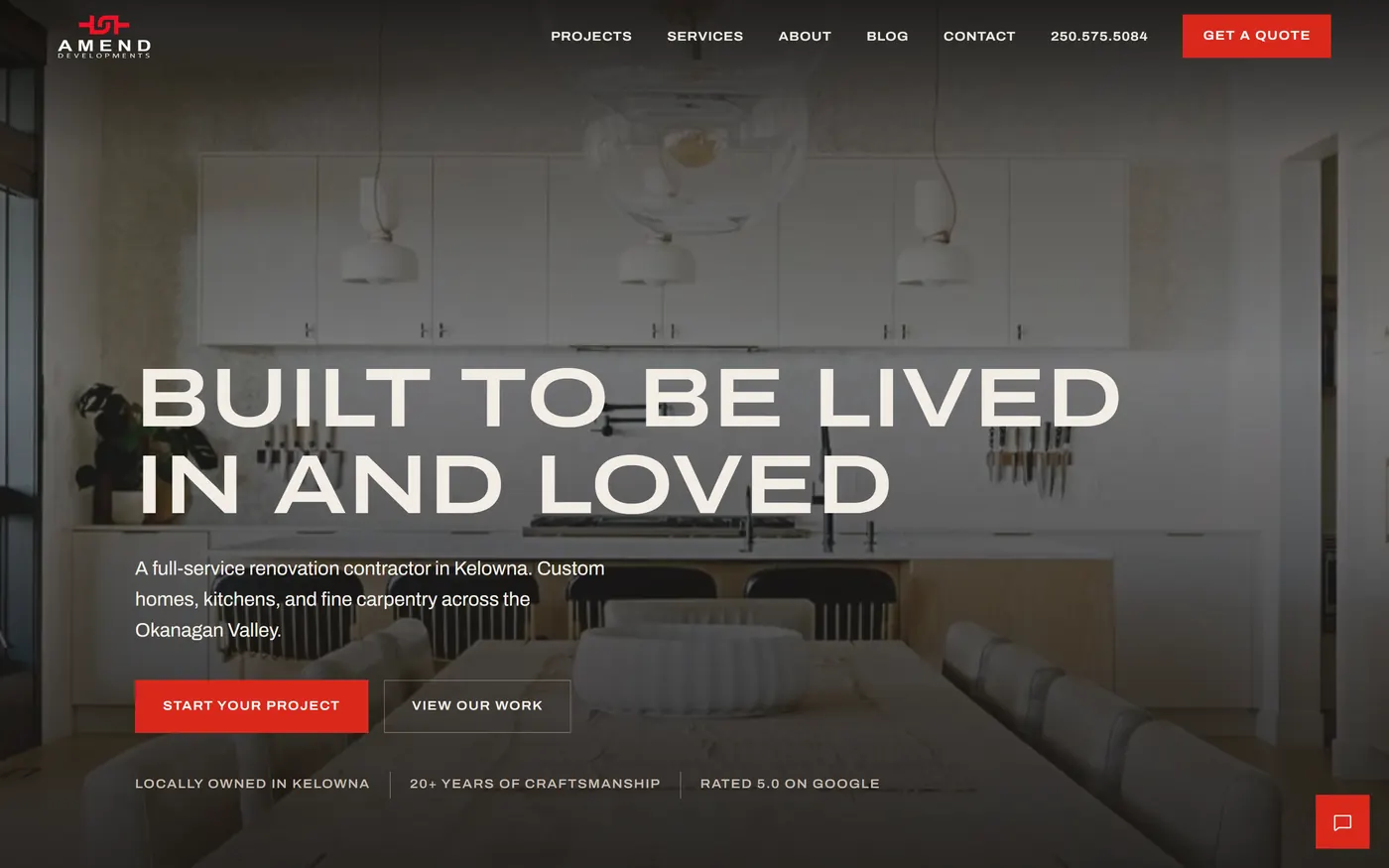 Amend Developments homepage, hand-built by Elliot Digital