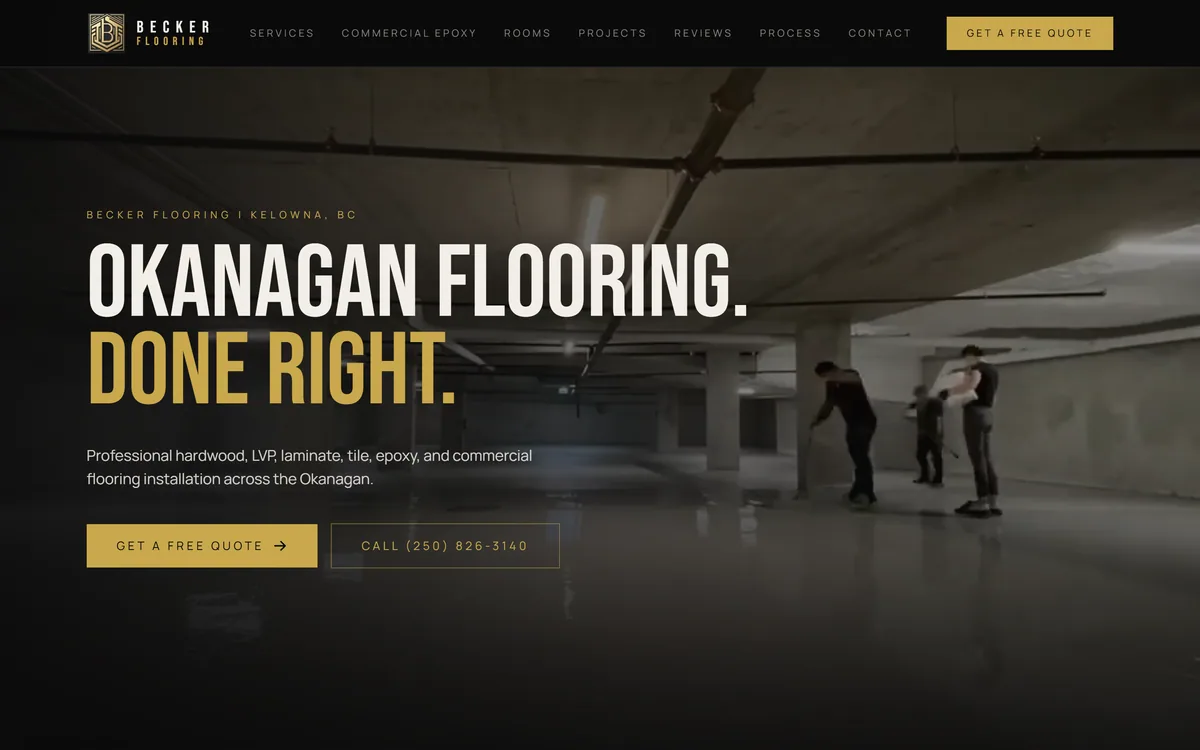 Becker Flooring homepage, built by Elliot Digital