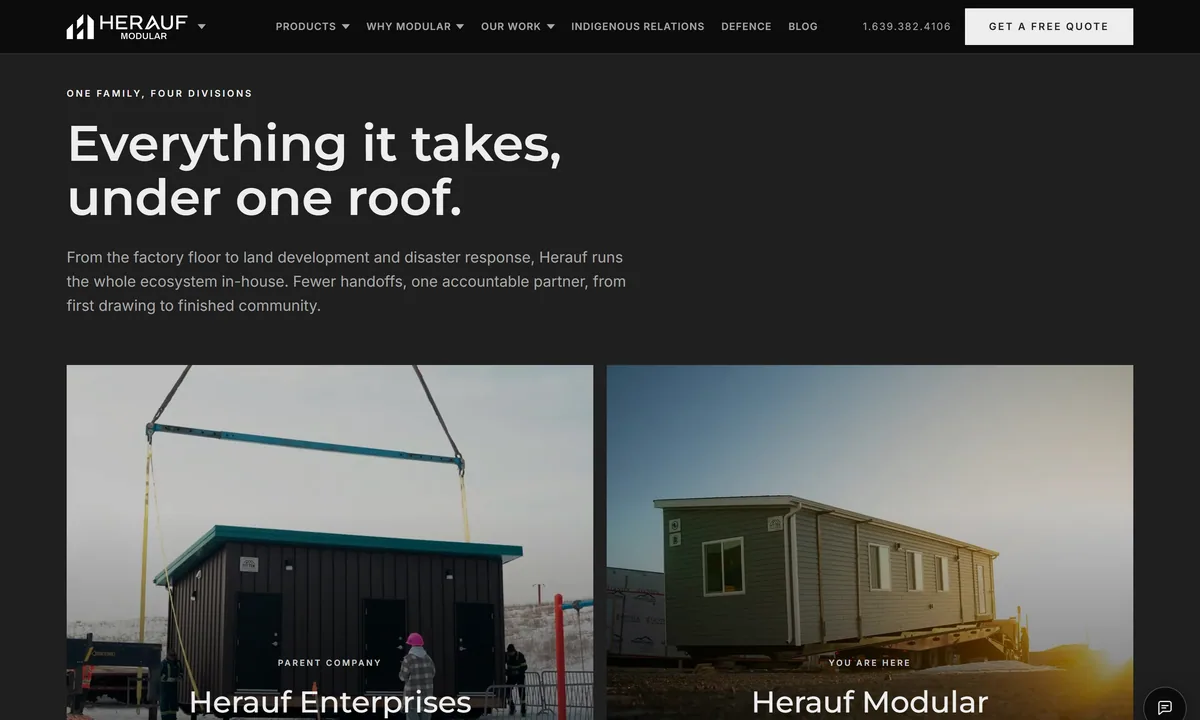 Herauf Modular website, the modular advantage section