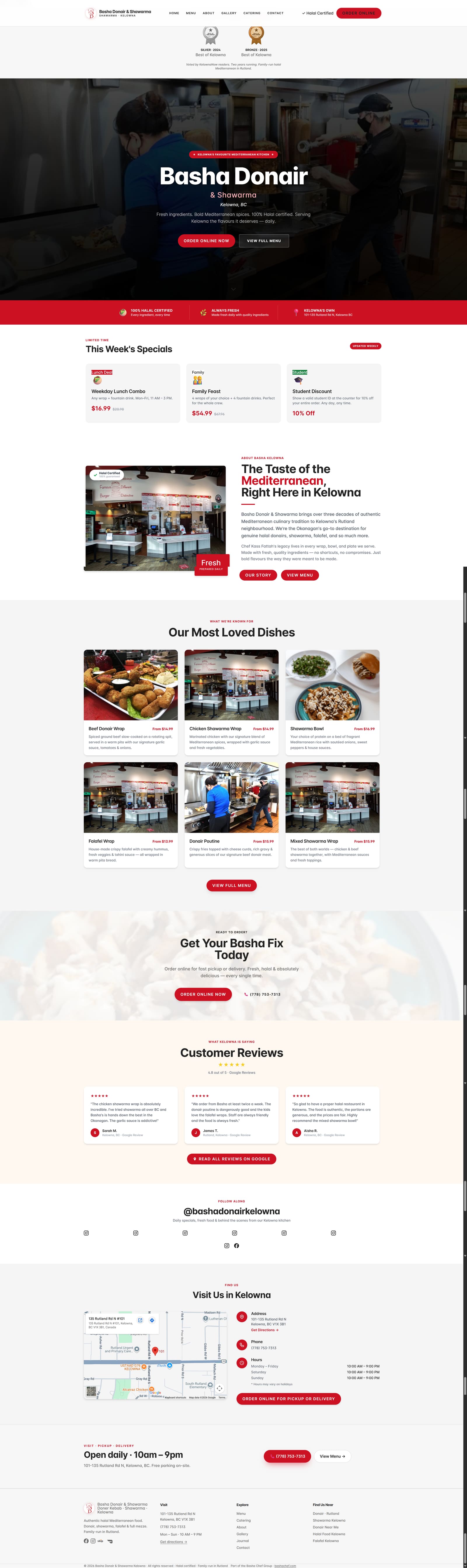 Basha Donair & Shawarma Restaurants & Food project, hand-built by Elliot Digital