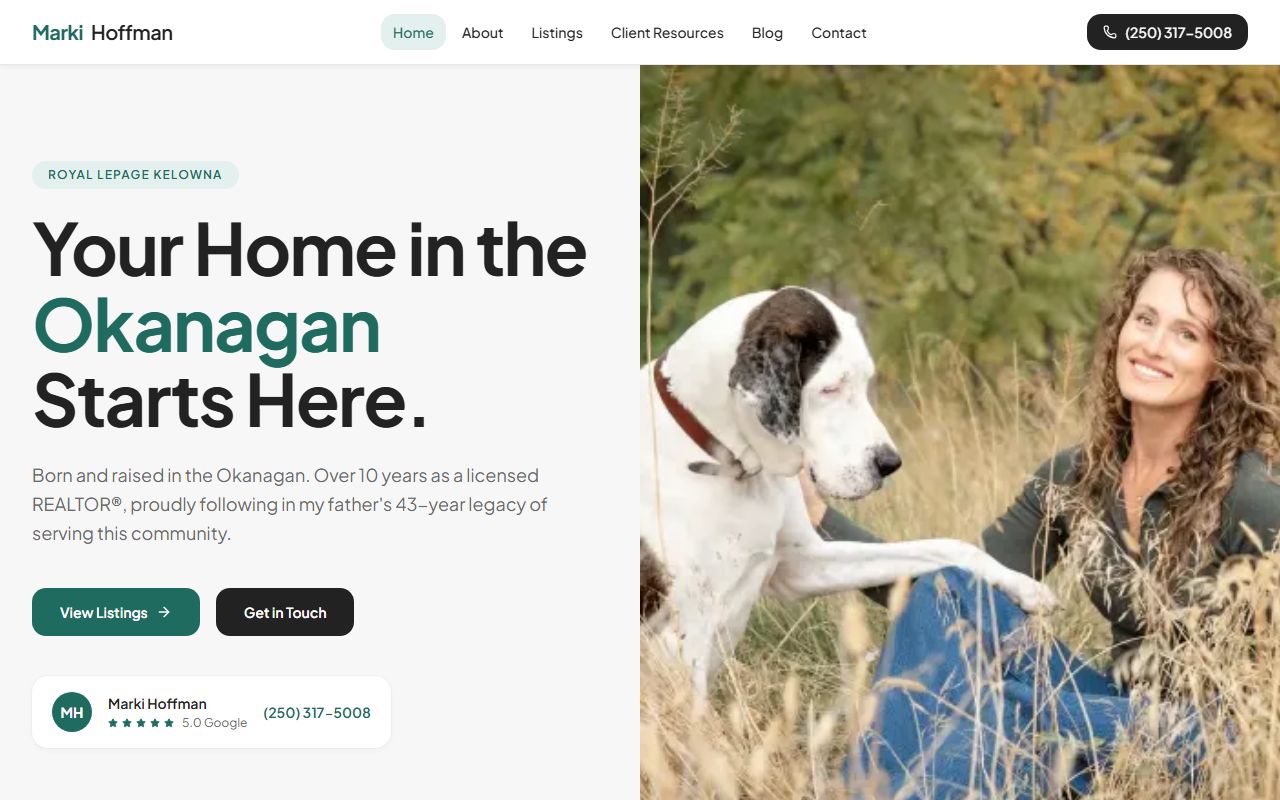 Marki Hoffman Real Estate project, hand-built by Elliot Digital
