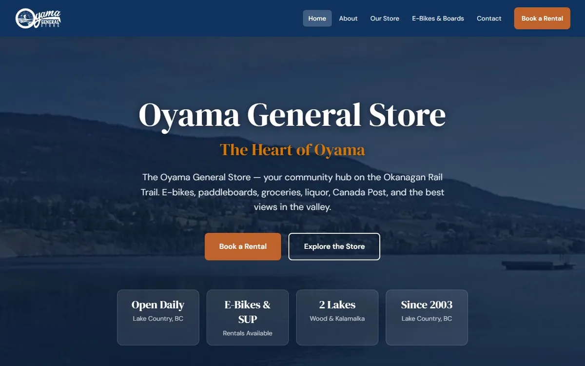 Oyama General Store website hand-built by Elliot Digital
