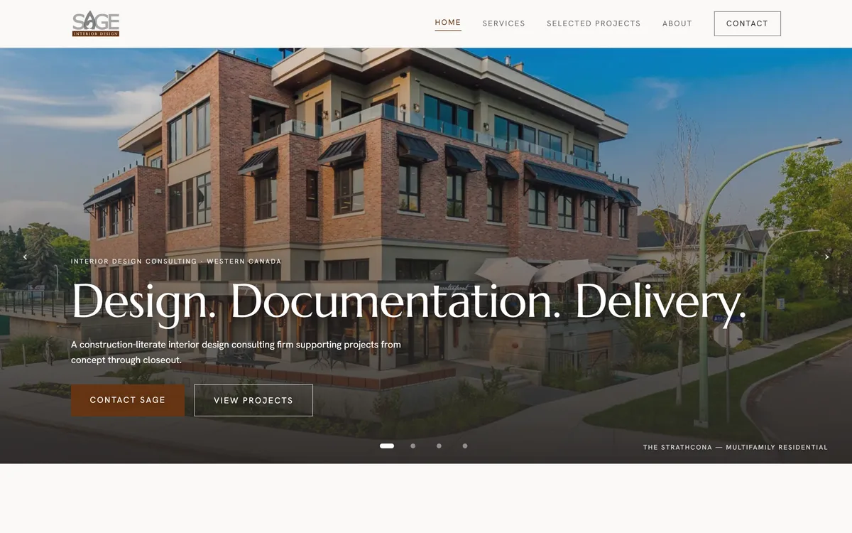 Sage Interior Design website hand-built by Elliot Digital