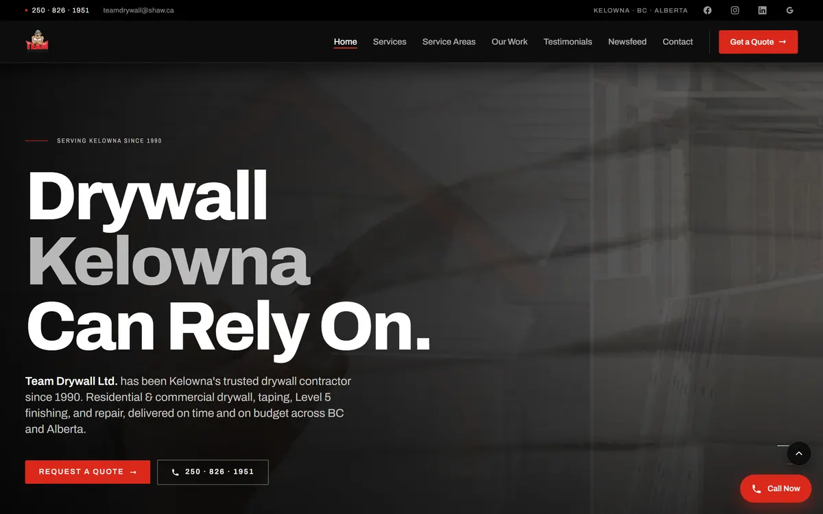Team Drywall website